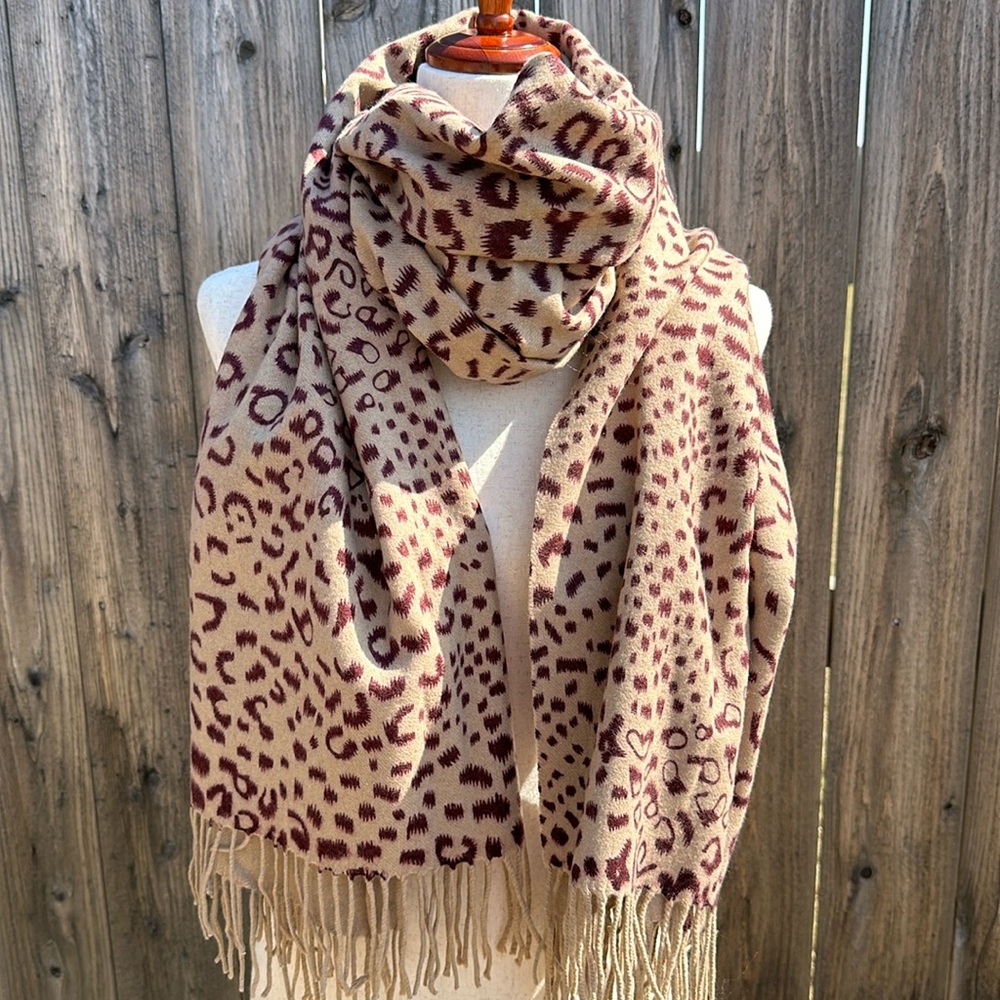 Doncaster Reversible Animal Print Paisley Floral Wrap Scarf